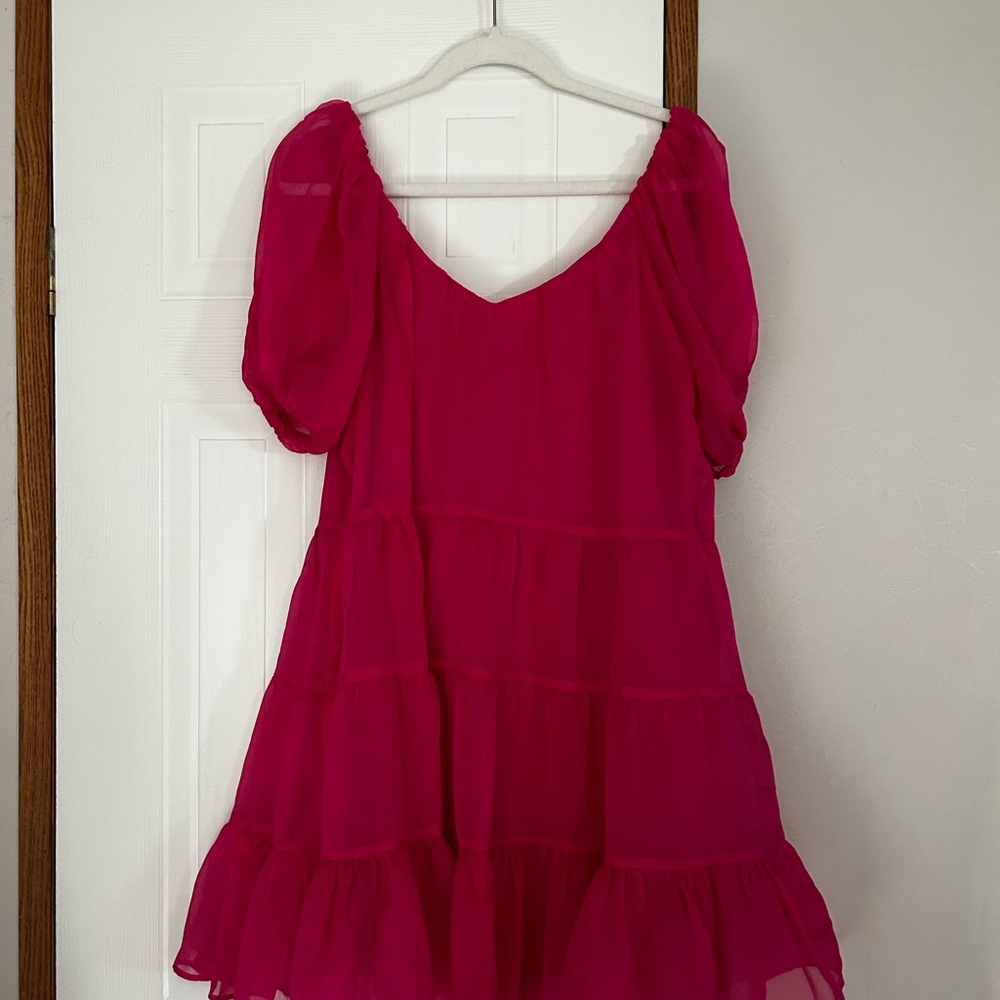 Tiered Ruffle Pink Mini Dress - Picture 2 of 5